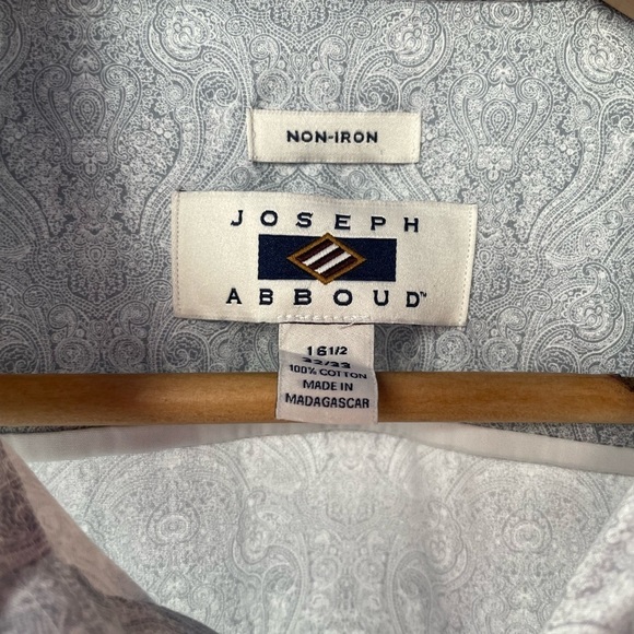 Joseph Abboud Non Iron Paisley Dress Shirt in Blue White Size 16 1/2‎ 32/33 - Picture 3 of 5
